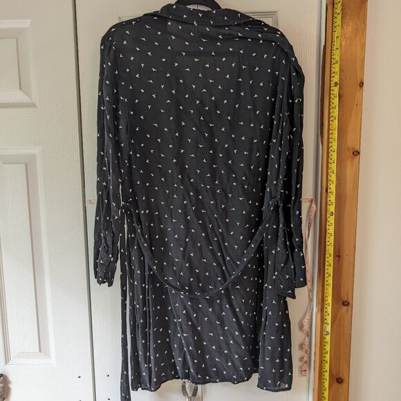 Black with white bird polka dot shirt dress with belt 14 - Picture 2 of 9